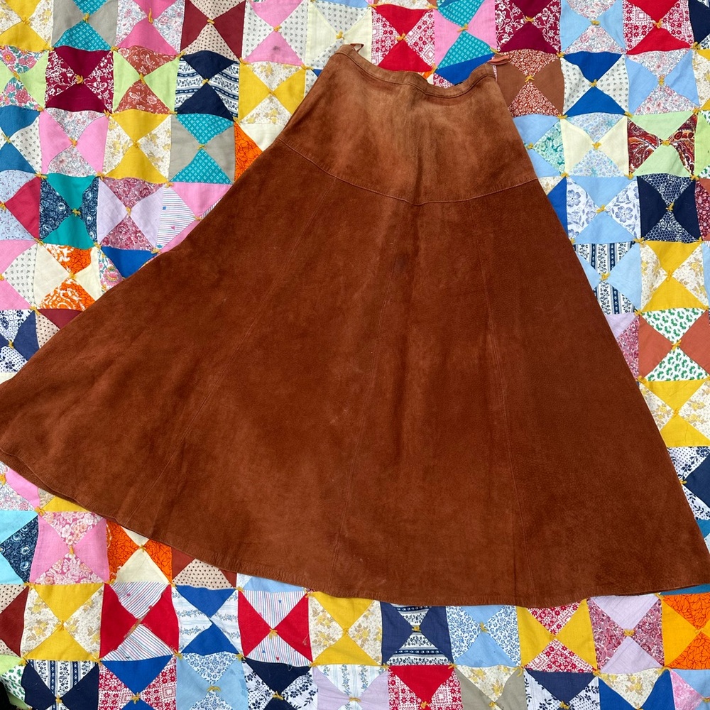 Vintage suede long skirt